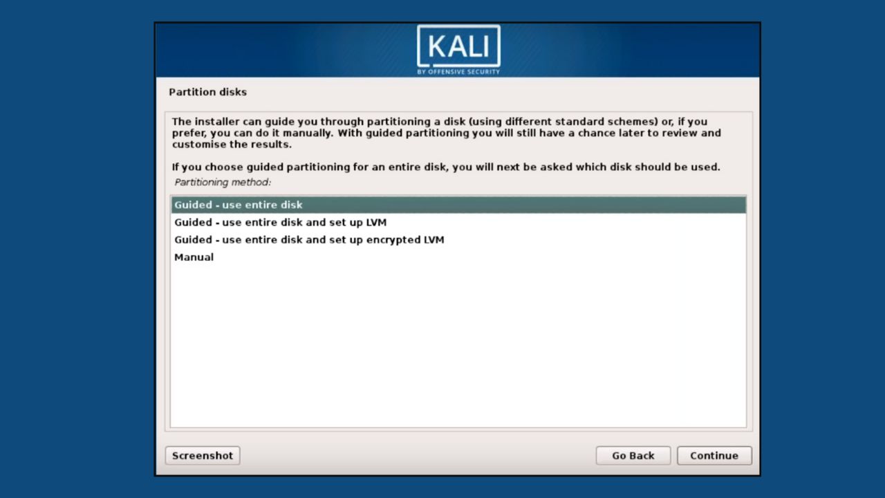 Installation of Kali Linux 