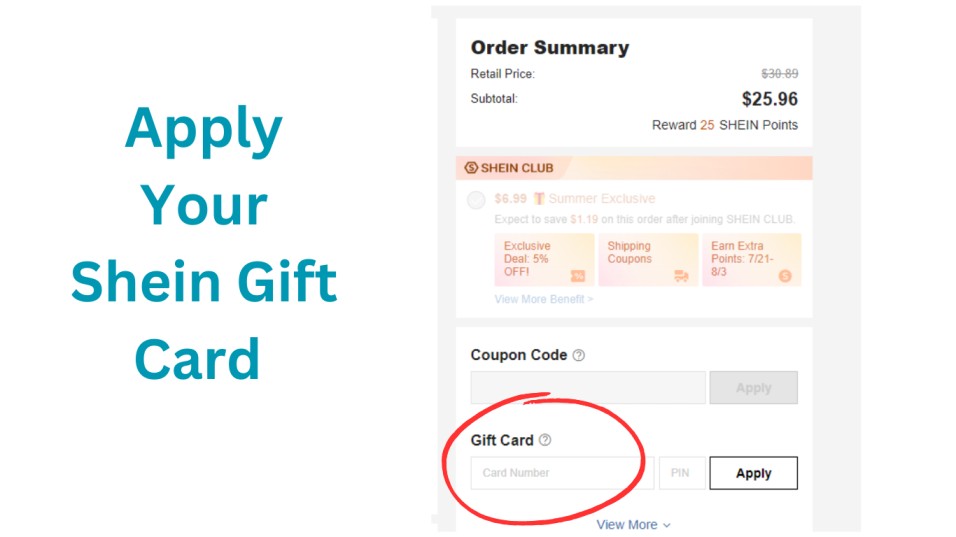 How to use a giftcard on Shein?