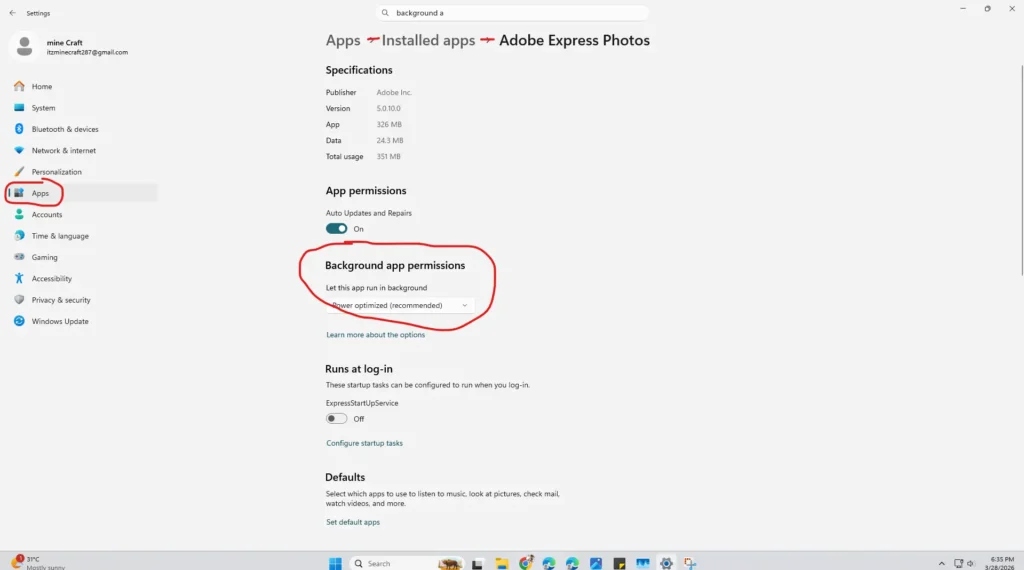 Disable Background Apps