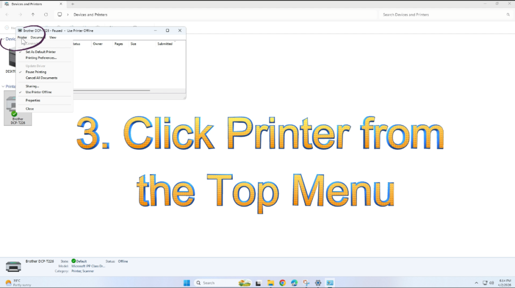 Printer Showing Offline